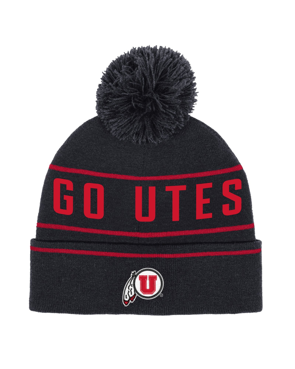 UA Halftime Jacquard Collegiate Kids' Pom Beanie - Black