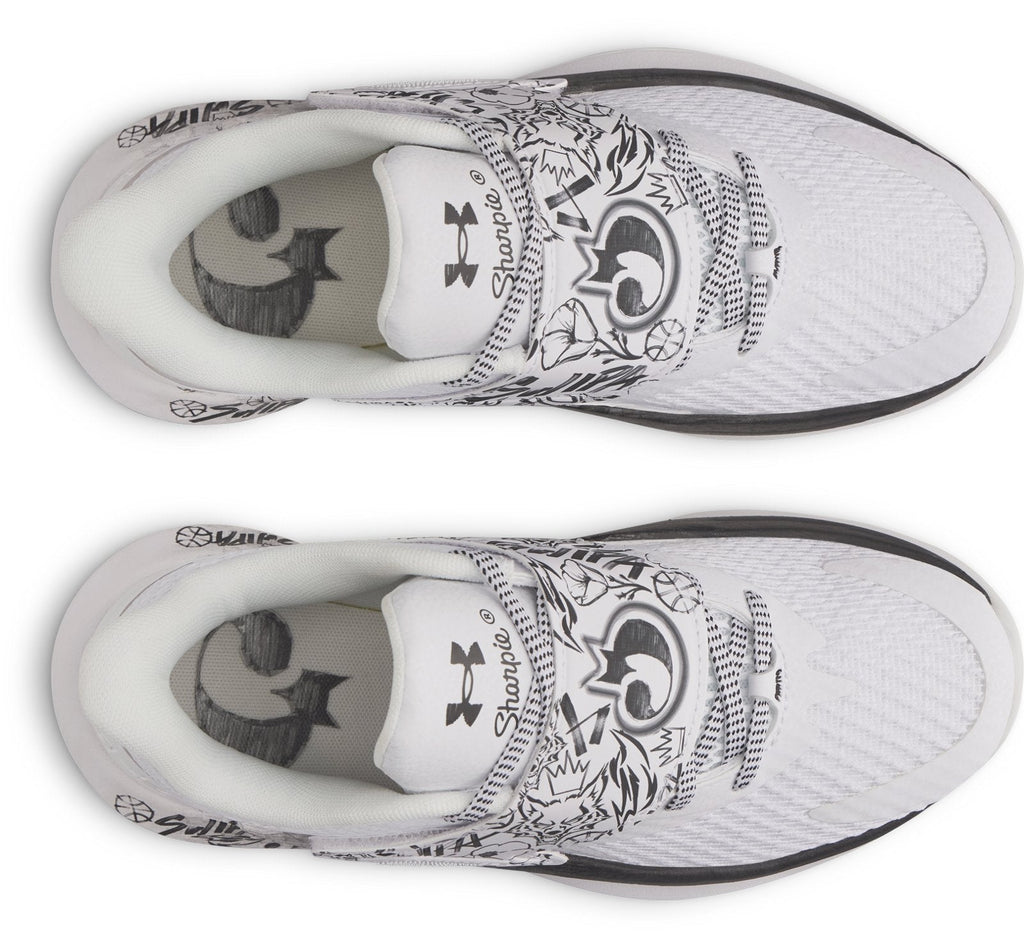 UA D. Fox 2 x Sharpie Grade School Basketball Shoes - White