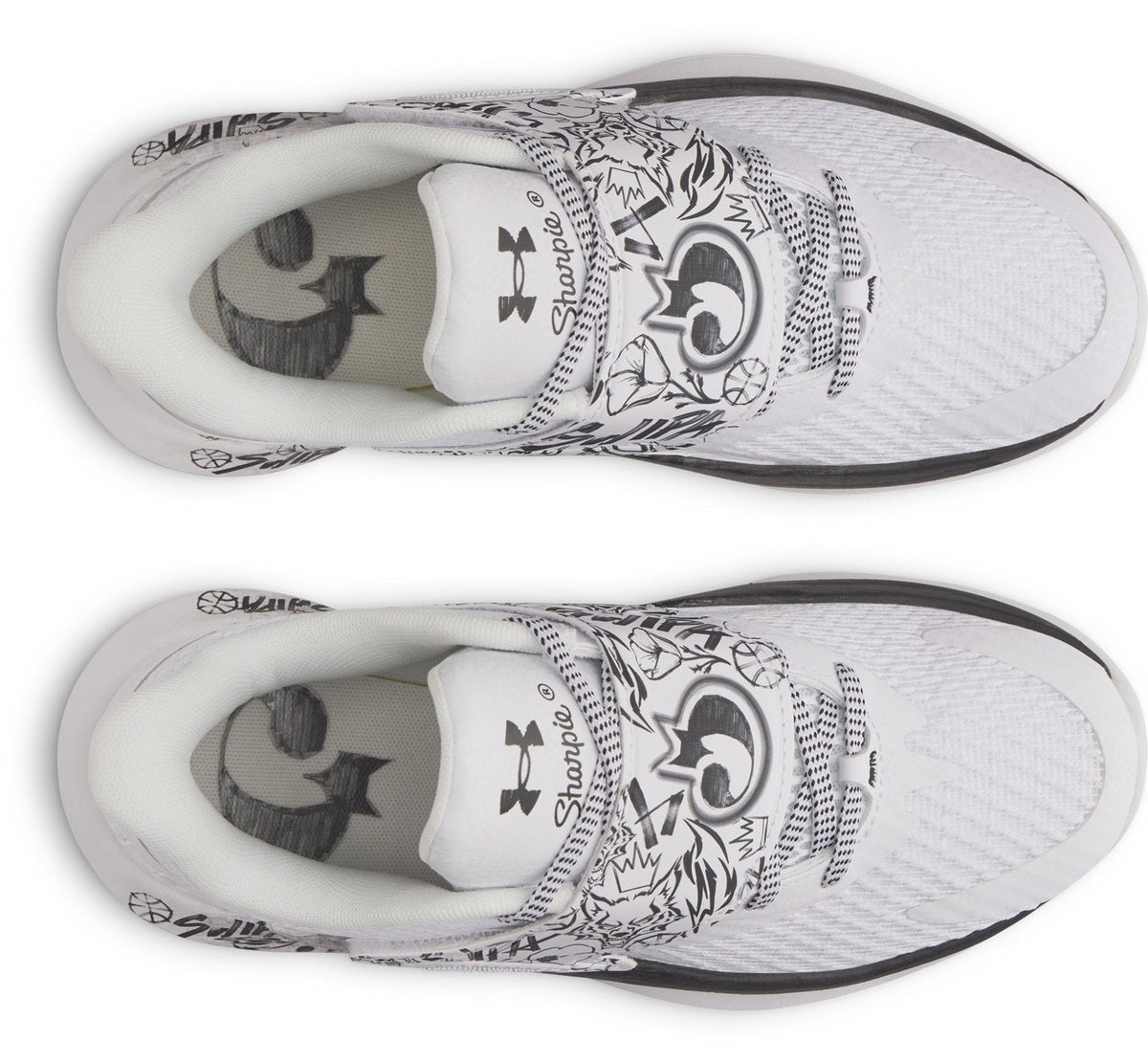 UA D. Fox 2 x Sharpie Grade School Basketball Shoes - White
