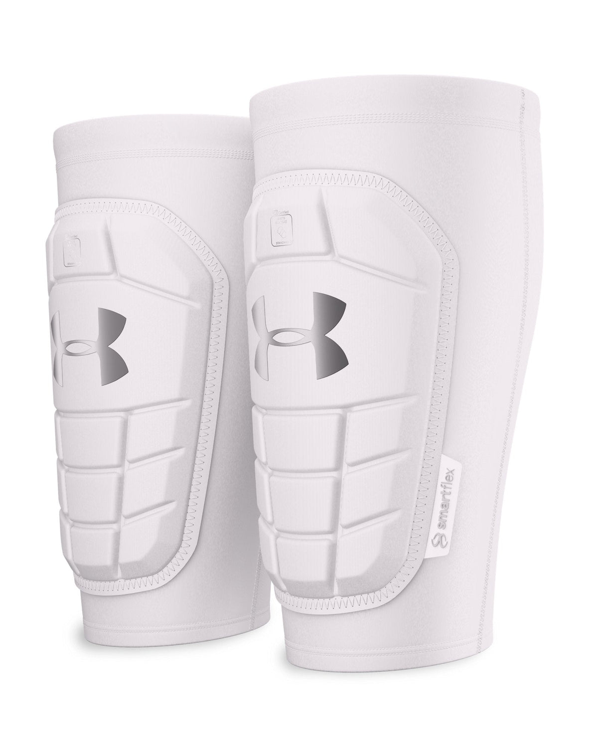 UA Challenger Pro Adult Sleeved Soccer Shin Guard - White