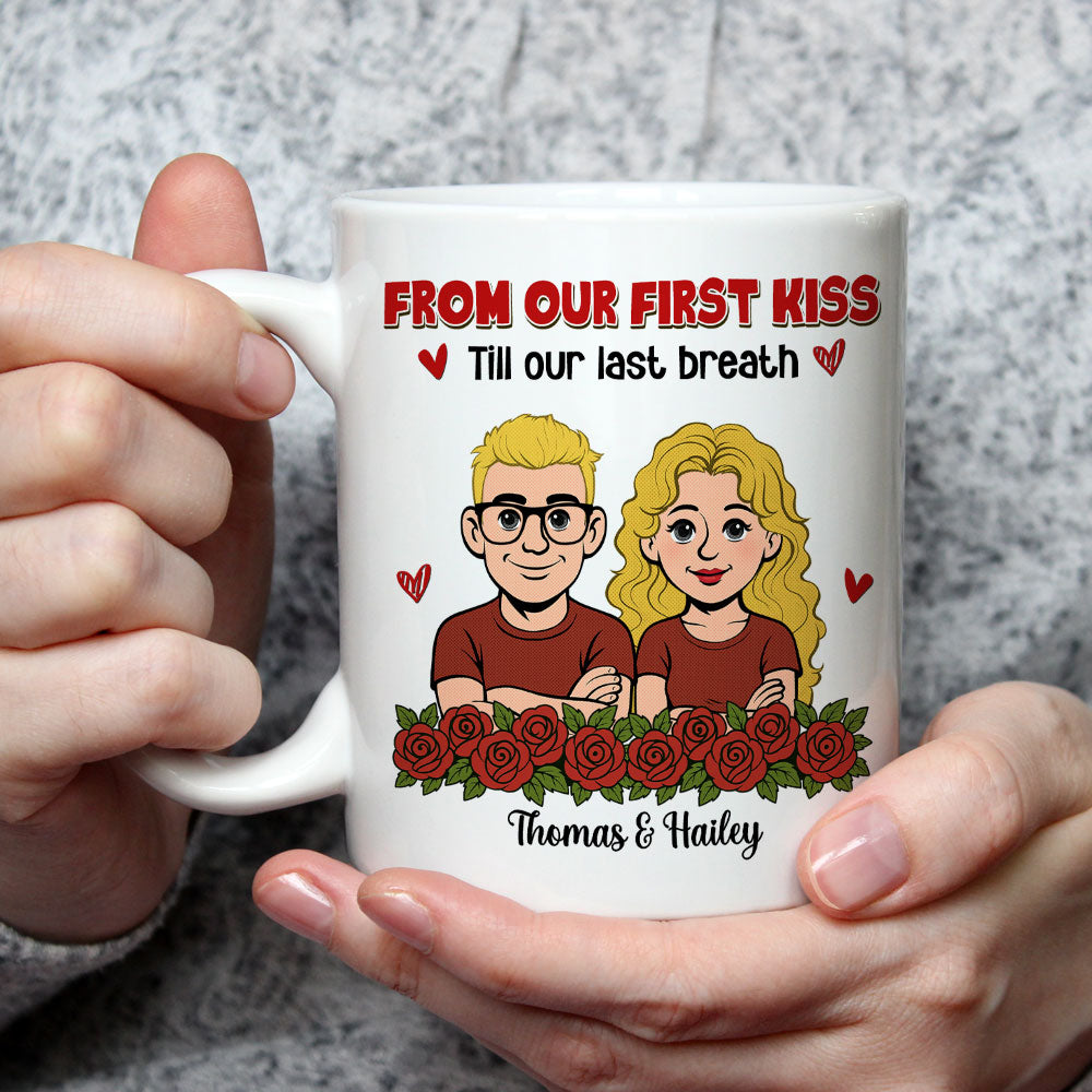 Custom Anniversary Keepsake Gifts For Couple • First Kiss - Personalized Coffee Mug