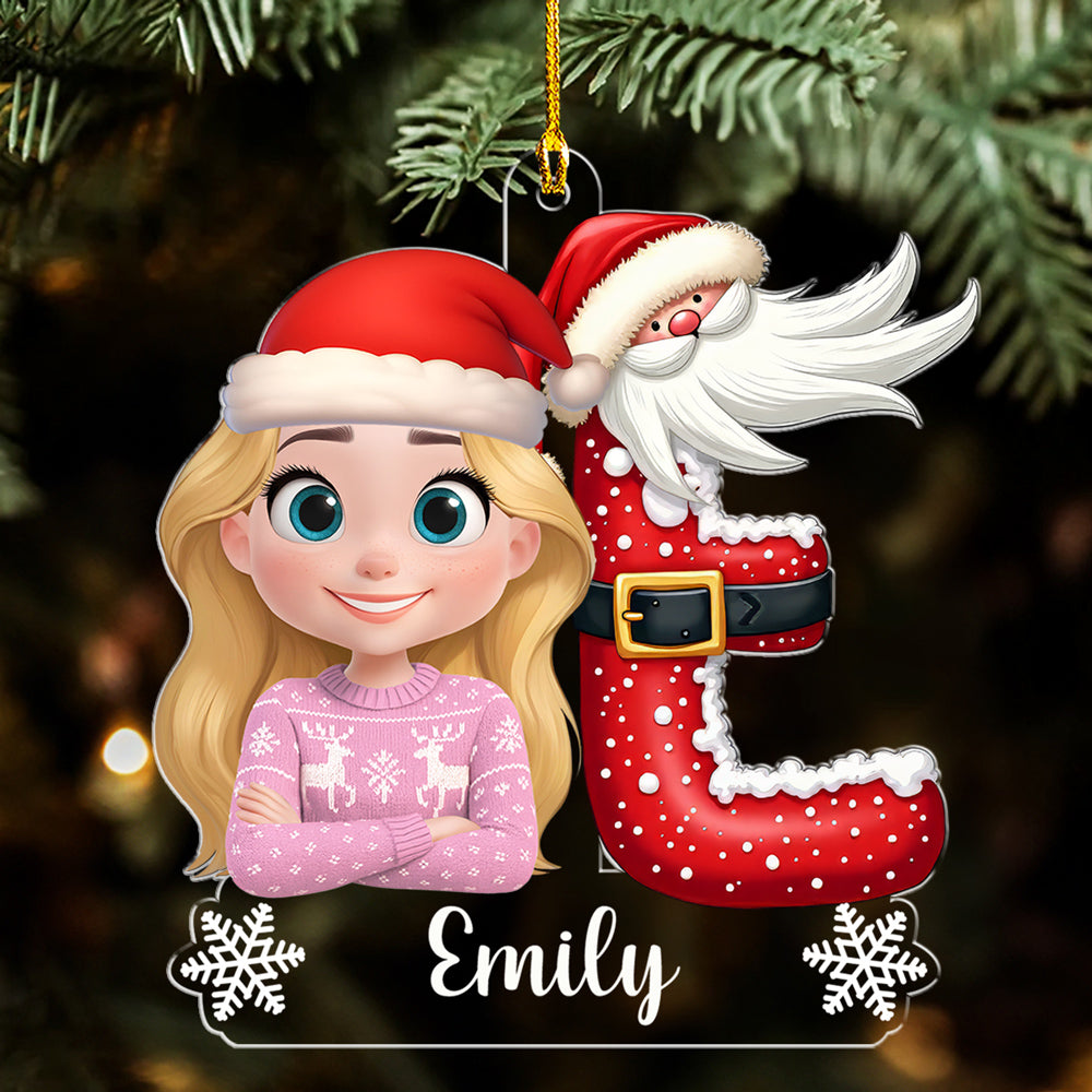 Custom Family First Christmas Ornament •  Baby And Santa - Personalized Acrylic Ornament