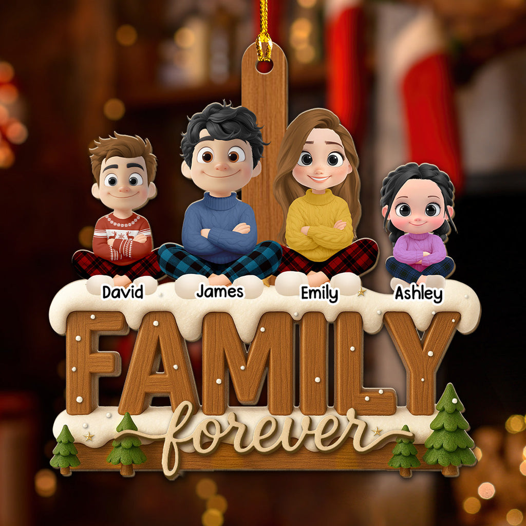 Custom Brothers & Sisters Christmas Ornament •  Connected by Heart Always - Personalized 3D Effect Wood Ornament