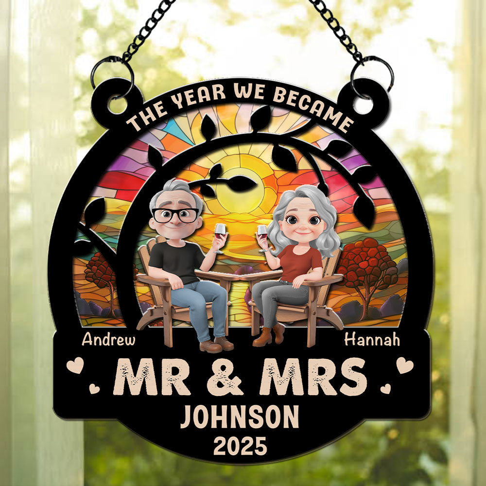 Custom Couple Hanging Decor, Anniversary Valentine's Day Gifts • We Said Yes To Forever - Personalized Suncatcher