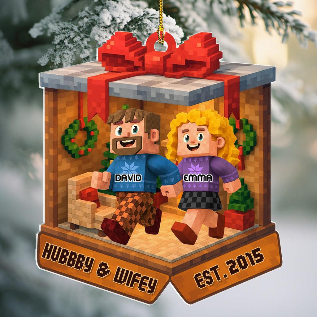 Custom Couple Christmas Ornament, Anniversary Gift •  In The Box - Personalized 3D Effect Acrylic Ornament