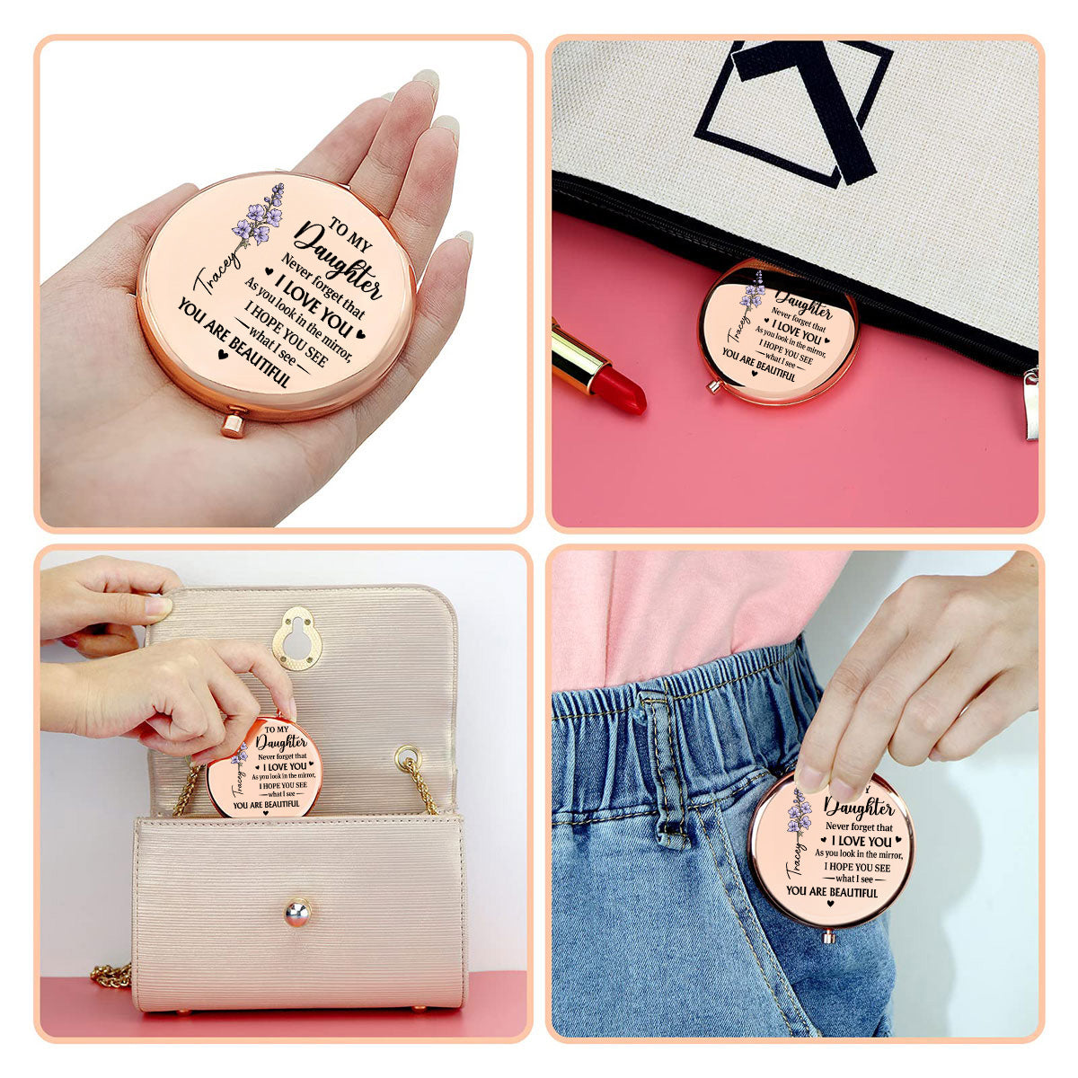 Beautiful Today Tomorrow Always - Personalized Compact Mirror