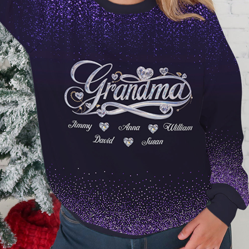 Custom Grandma Christmas Sweatshirt, Gift for Mothers • Grandma Love Forever - Personalized All-Over-Print Sweatshirt