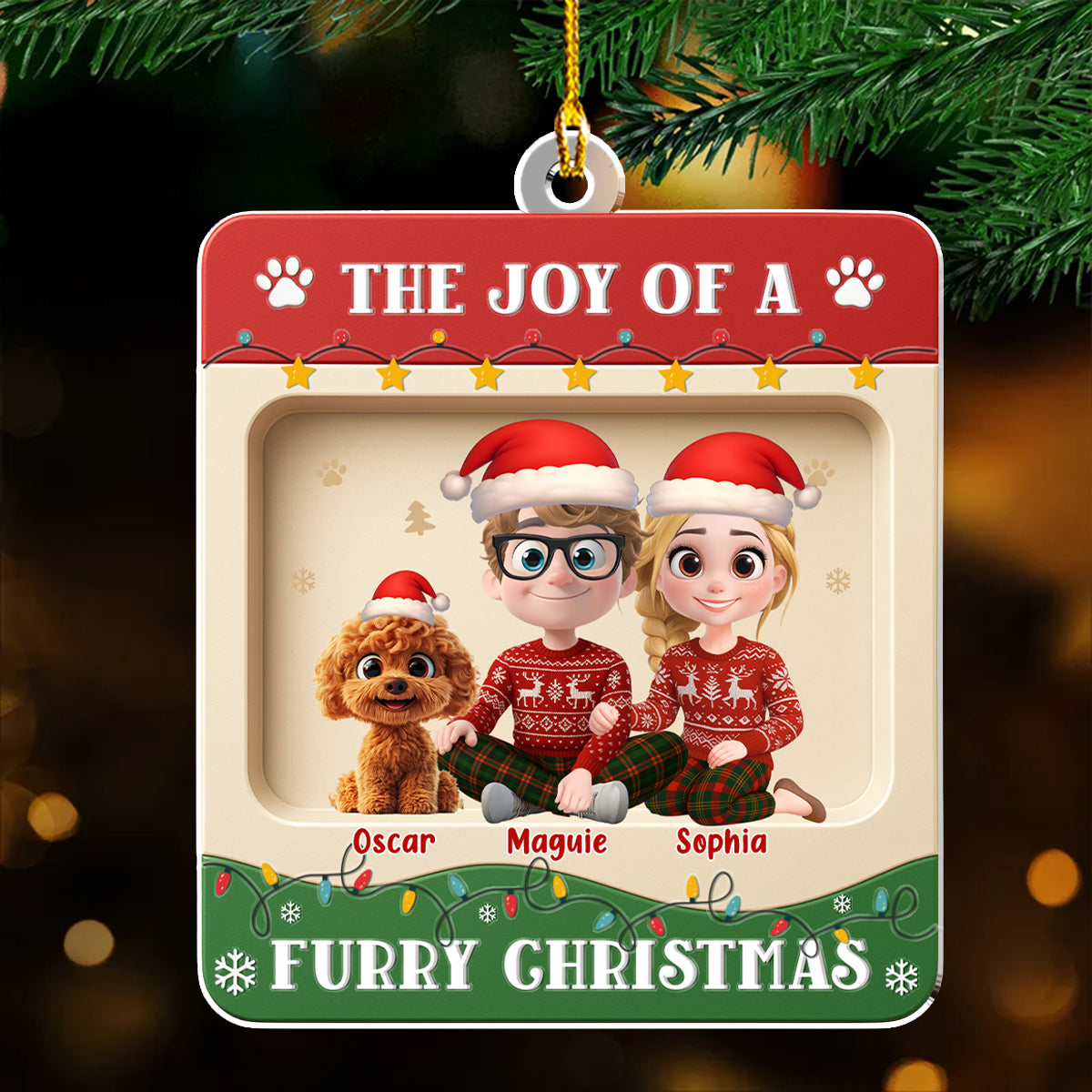Custom Keepsake Christmas Ornament •  Furry Christmas - Personalized 3D Effect Acrylic Ornament