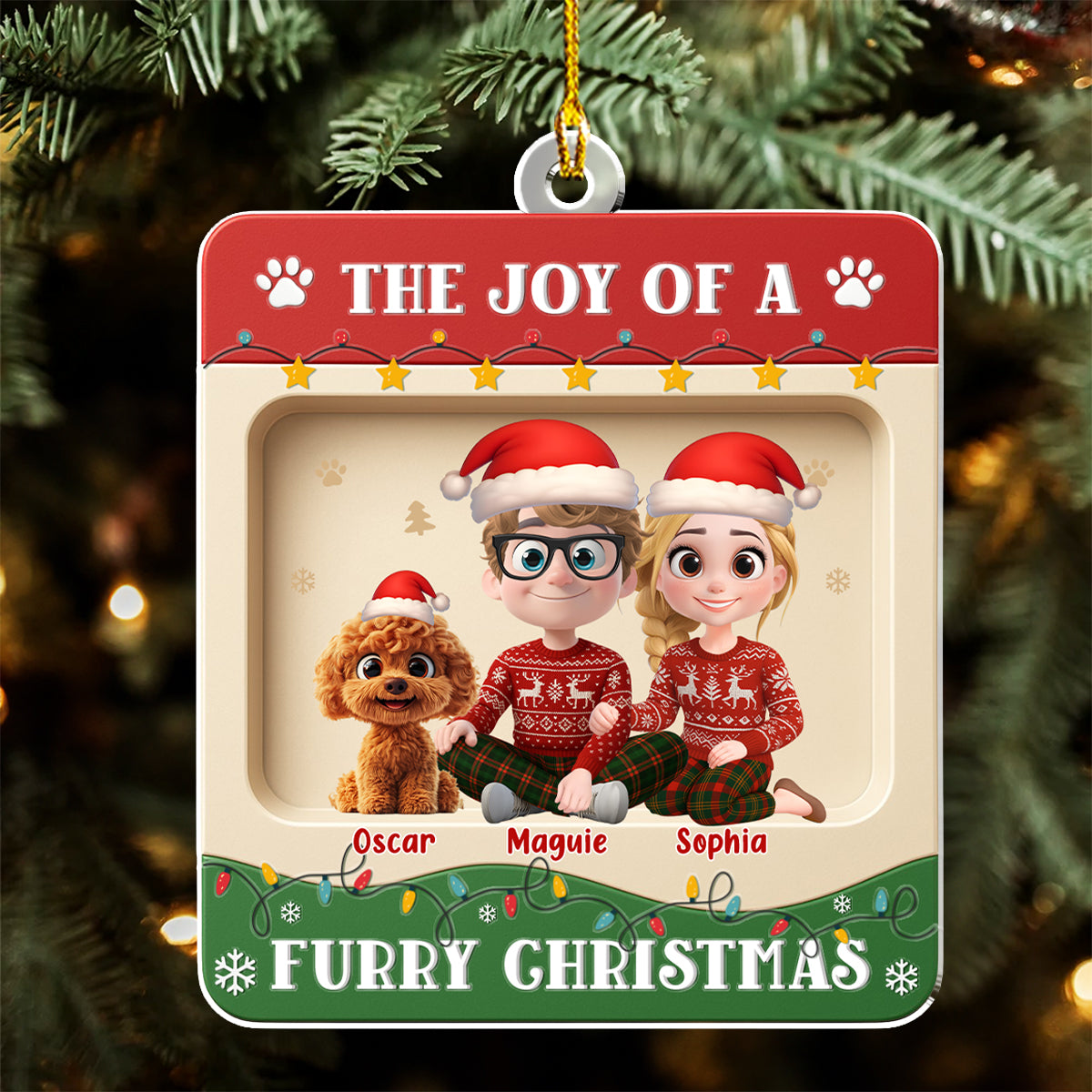 Custom Keepsake Christmas Ornament •  Furry Christmas - Personalized 3D Effect Acrylic Ornament