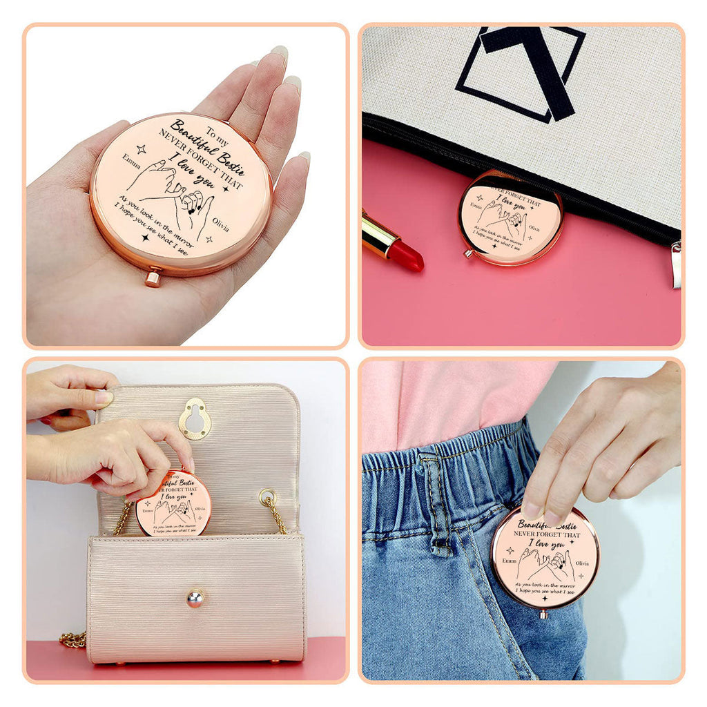 To My Beautiful Bestie - Personalized Compact Mirror