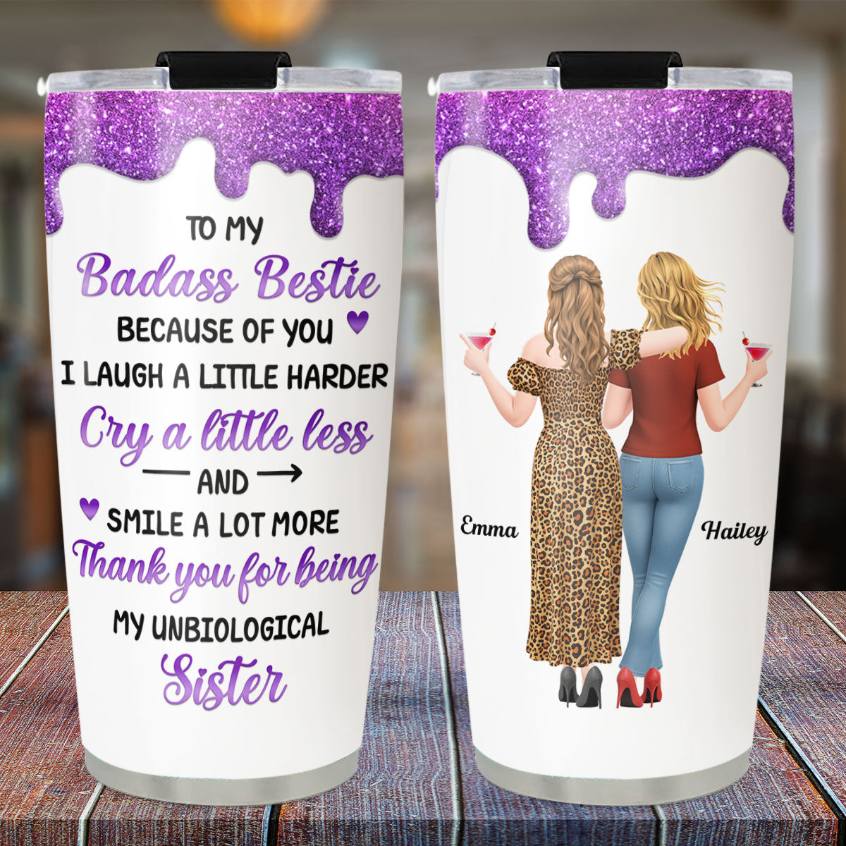 Custom Christmas Birthday Gifts For Best Friend • Laugh More And Cry Less - Personalized Tumbler