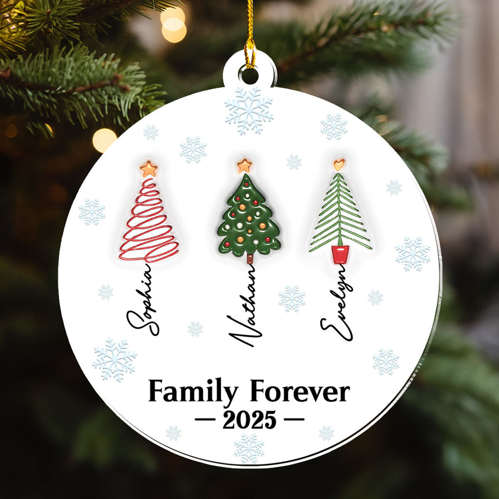Custom Friendship Christmas Ornament, Best Friend Gift •  Friends Forever Tree Names - Personalized 3D Inflated Effect Acrylic Ornament