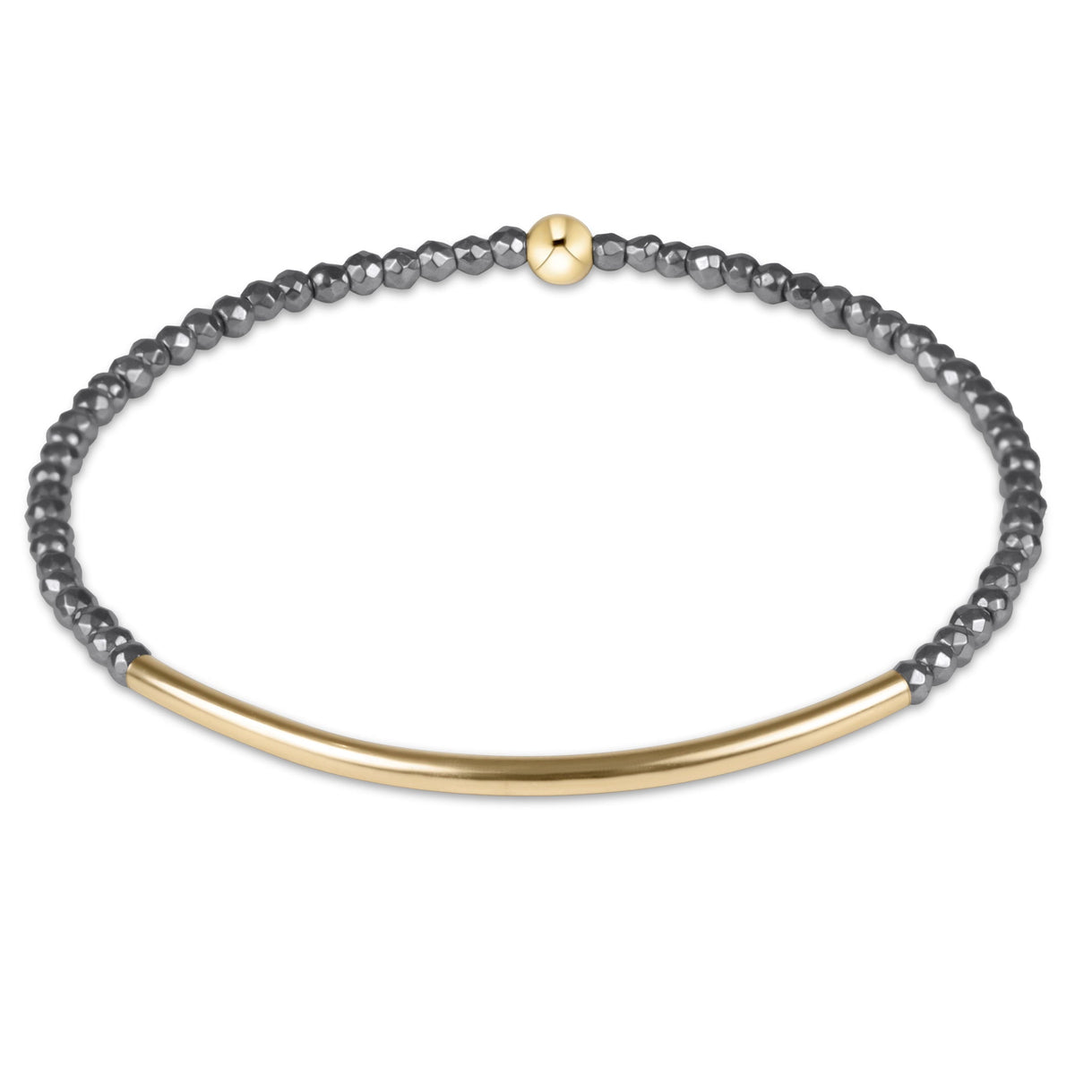 Bliss Bar Gold 2mm Silver Faceted Hematite Bracelet