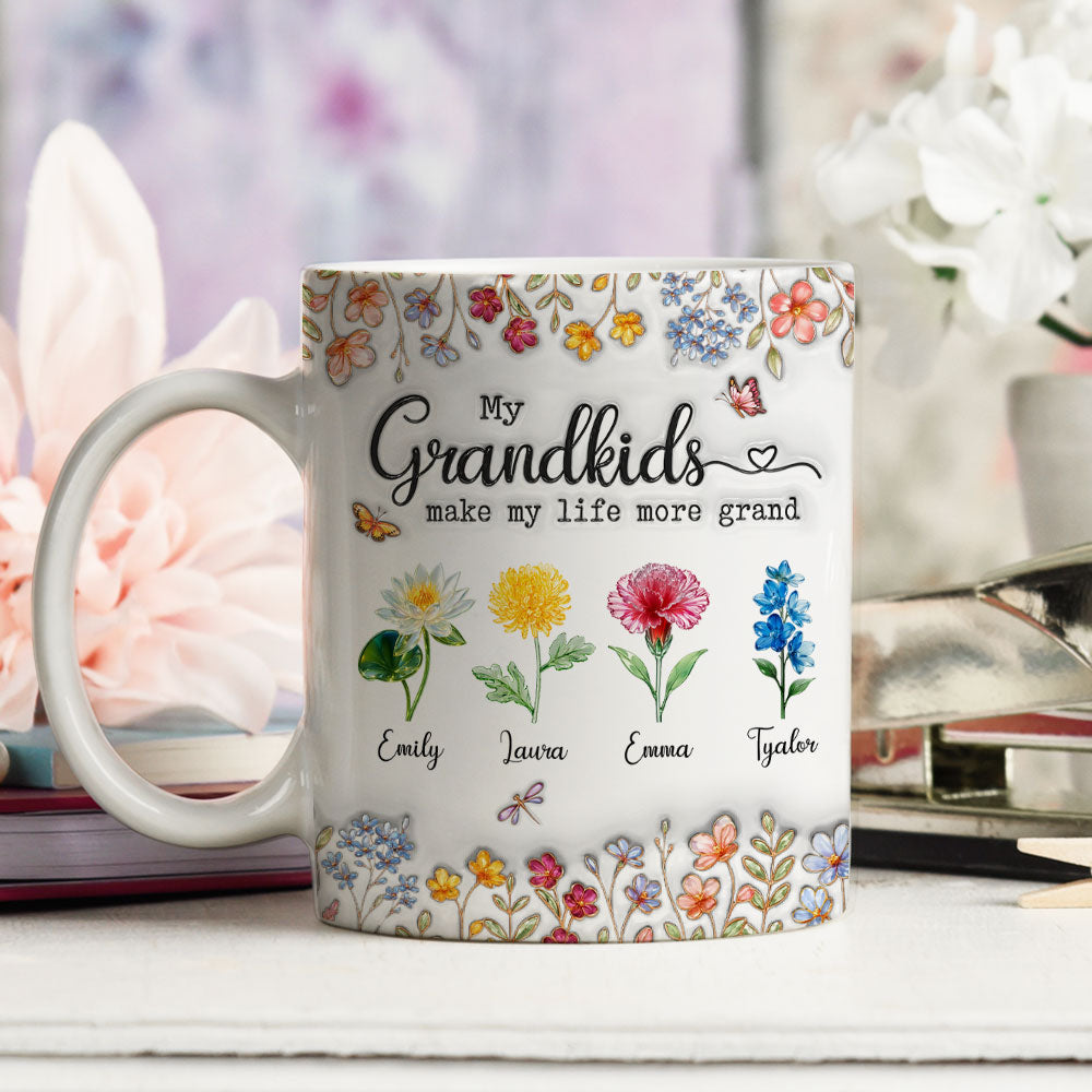 Custom Christmas & Birthday Gift For Grandma • Make Life More Grand With Lovely Kids - Personalized 3D Inflated Effect Mug
