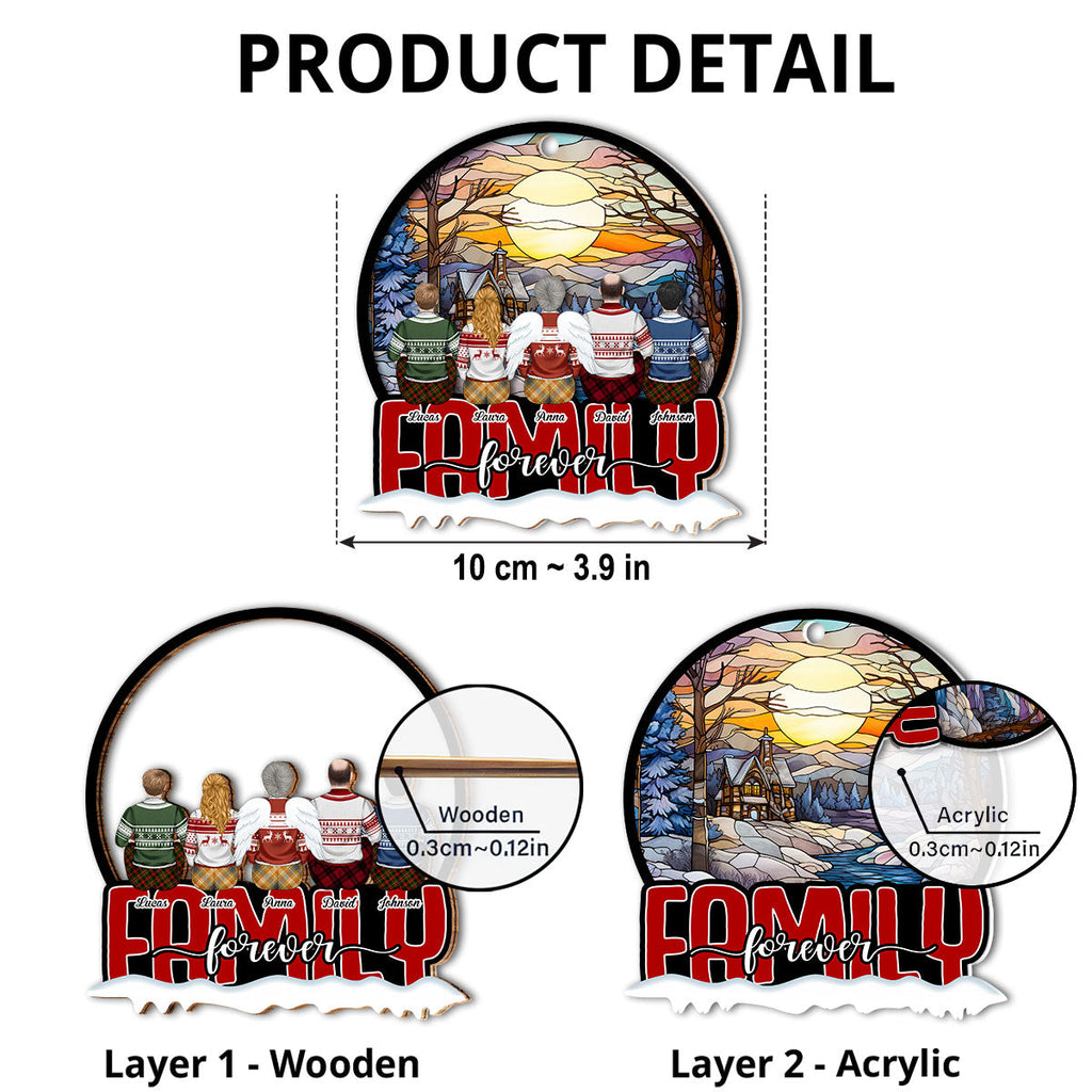 Custom Family Ornament, Christmas Gift for Family Members •  Family Last Forever - Personalized Suncatcher Ornament