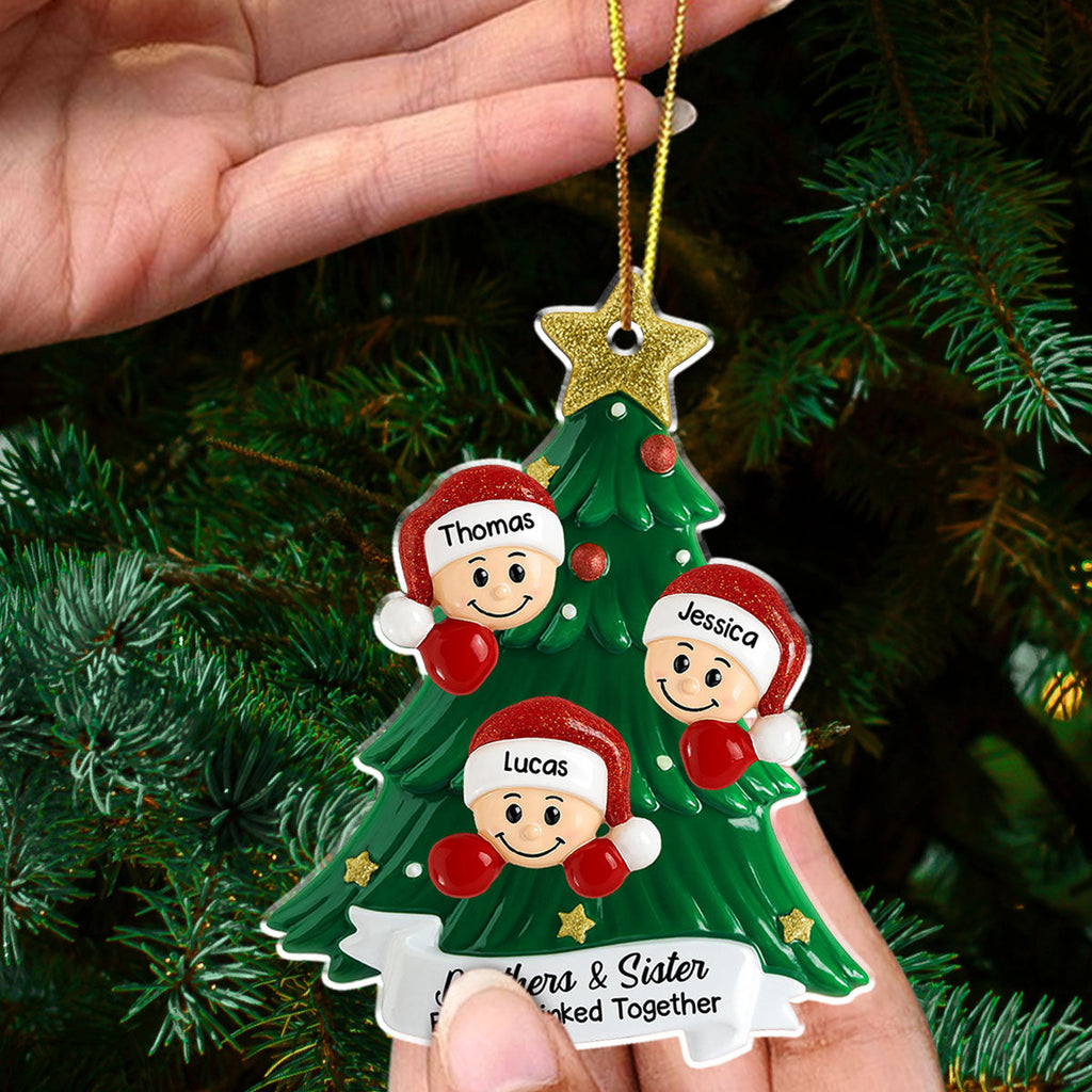 Custom Family Ornament, Christmas Gift for Family Members •  Cute Santa Hat Family - Personalized Acrylic Ornament