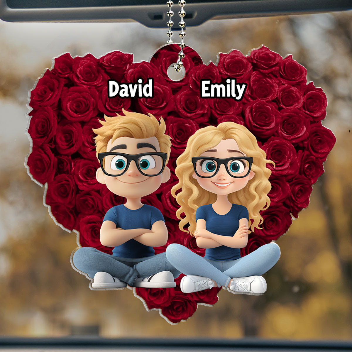 Love Rose - Personalized Car Ornament