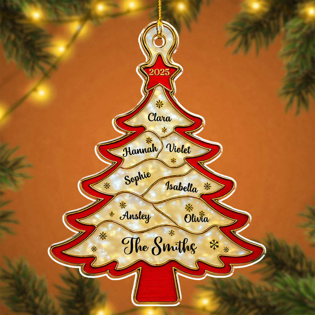 Custom Family Ornament, Christmas Gift for Family Members •  Christmas Tree - Personalized Acrylic Ornament