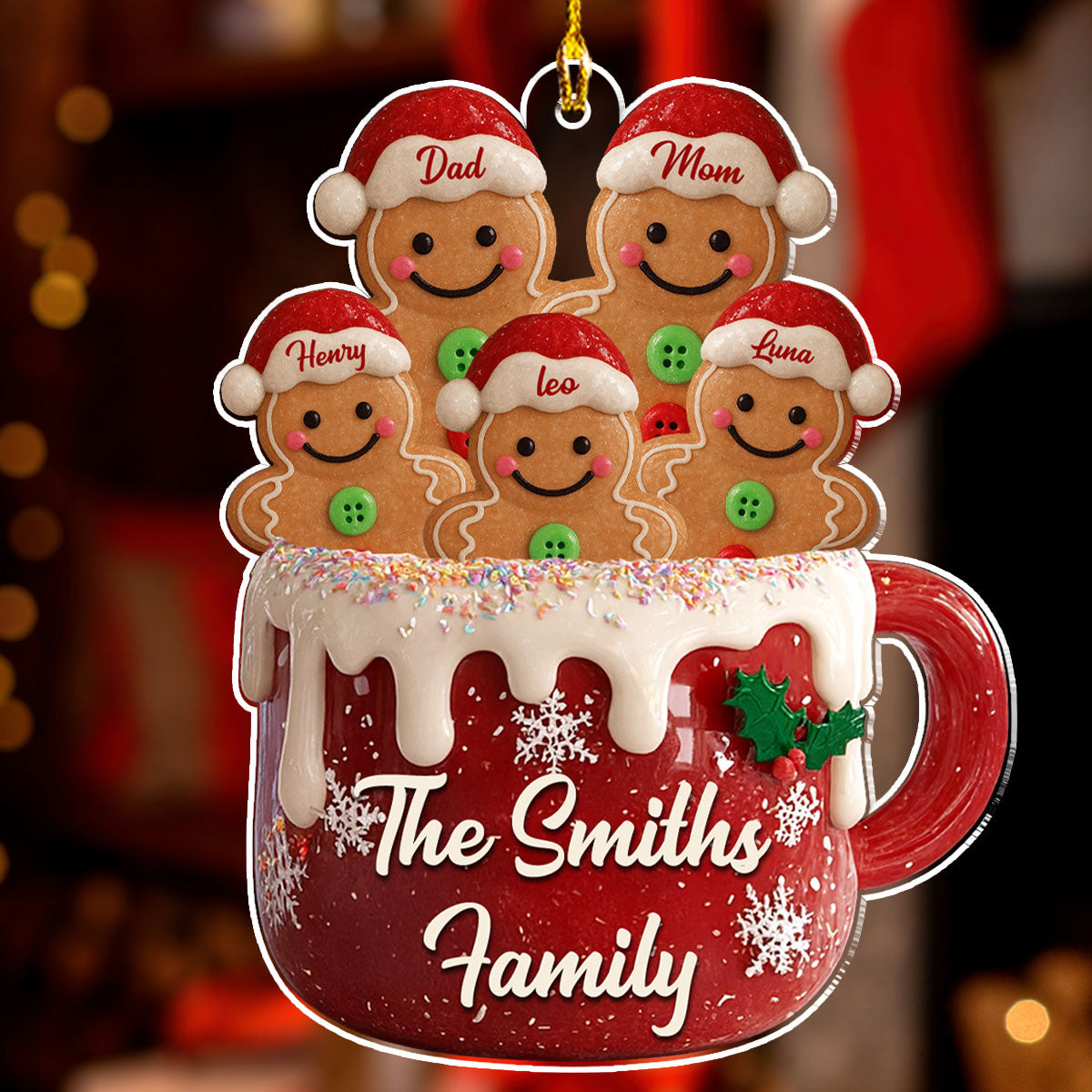 Custom Family Ornament, Christmas Gift for Family Members •  Gingerbread Family 2025 - Personalized Acrylic Ornament