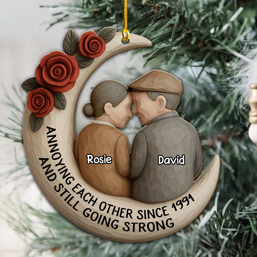 Custom Couple Christmas Ornament, Anniversary Gift •  Love You Forever - Personalized 3D Effect Wood Ornament