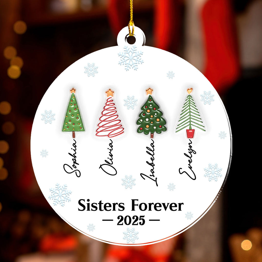 Custom Friendship Christmas Ornament, Best Friend Gift •  Friends Forever Tree Names - Personalized 3D Inflated Effect Acrylic Ornament