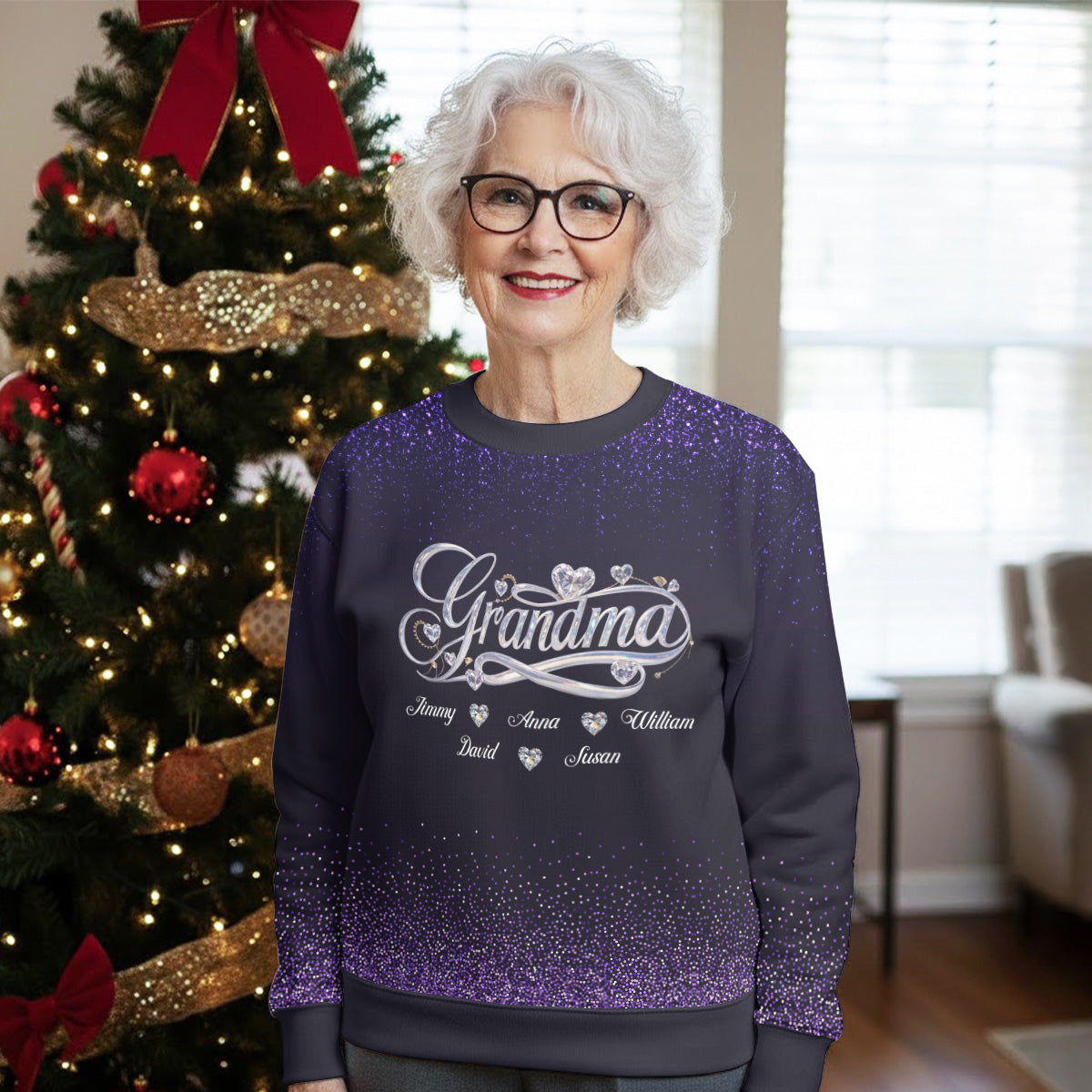 Custom Grandma Christmas Sweatshirt, Gift for Mothers • Grandma Love Forever - Personalized All-Over-Print Sweatshirt