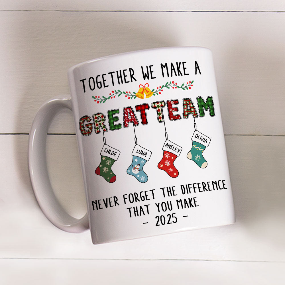 Custom Coworker, Christmas & Birthday Team Appreciation Gift • Teamwork Makes The Dream Work - Personalized Coffee Mug
