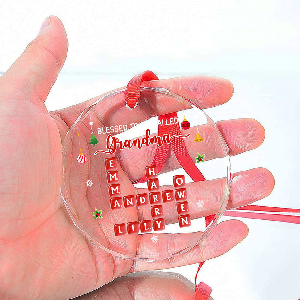 Custom Family Ornament, Christmas Gift for Family Members •  Blessed Grandma Christmas - Personalized Glass Ornament