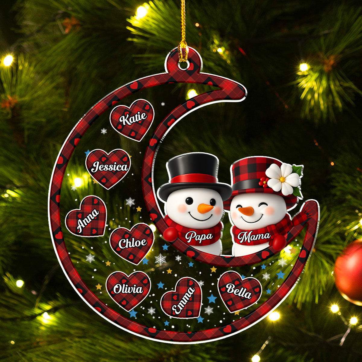 Custom Family Ornament, Christmas Gift for Family Members •  A Snowman Christmas With Love - Personalized Acrylic Ornament