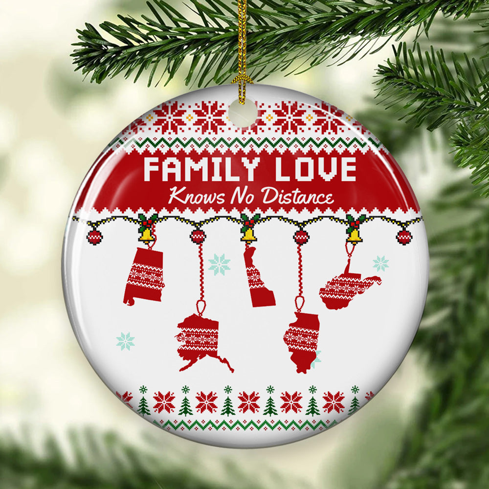 Custom Family Ornament, Christmas Gift for Family Members •  No Matter Where You Are - Personalized Ceramic Ornament