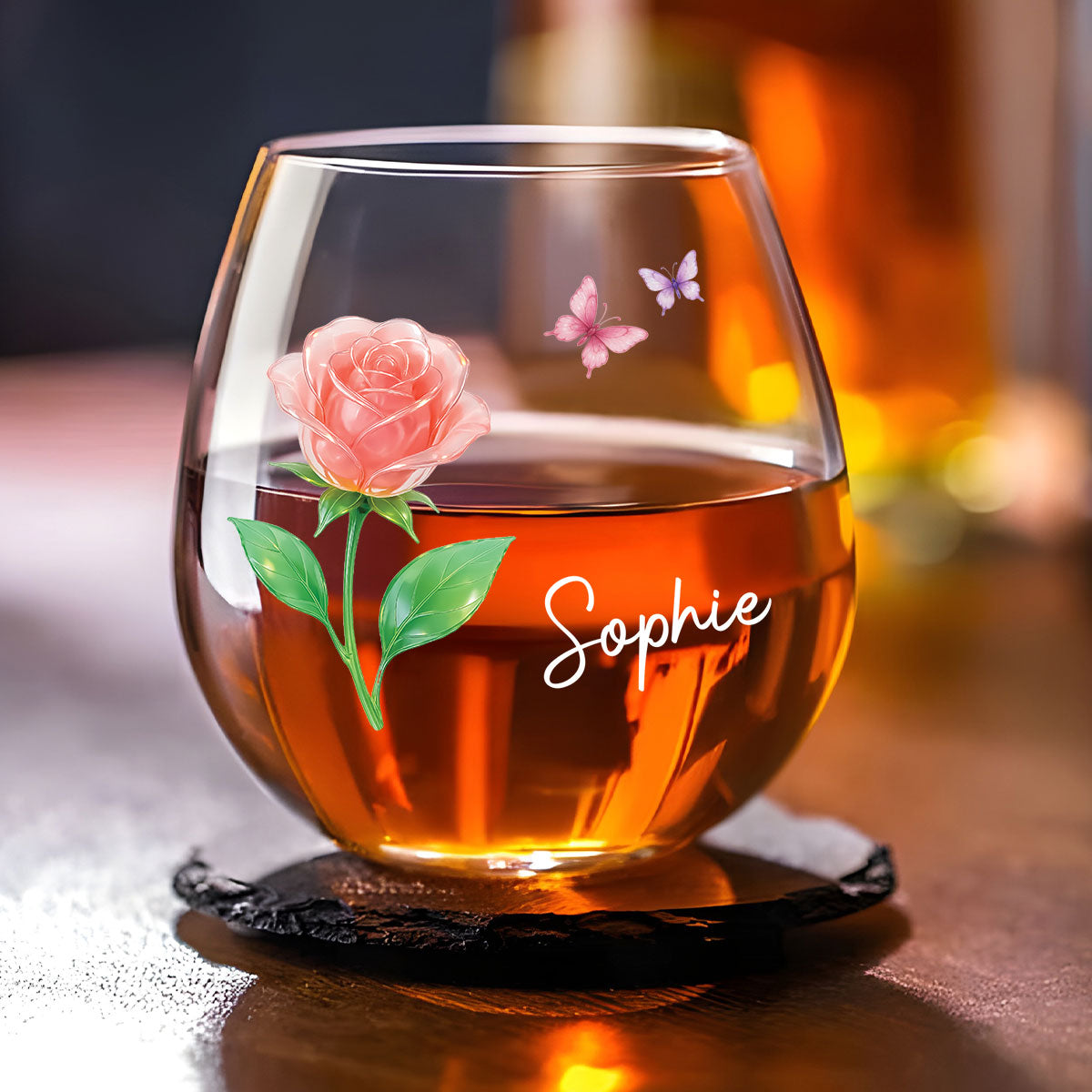 Flower Power - Personalized Wine Glass