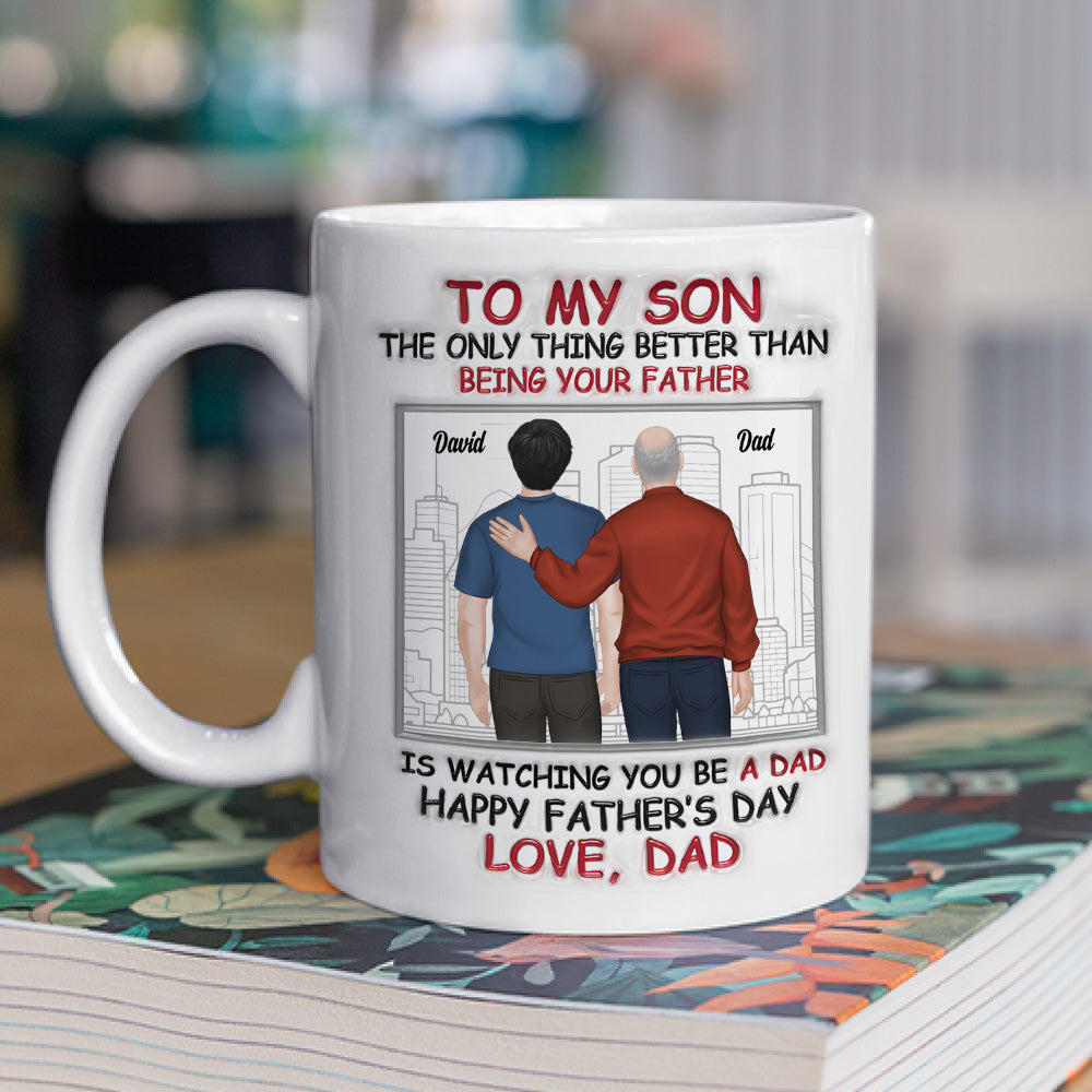 Custom Father's Day, Special Gift for Dad & Grandpa • Fatherhood Looks Good On You - Personalized 3D Inflated Effect Mug