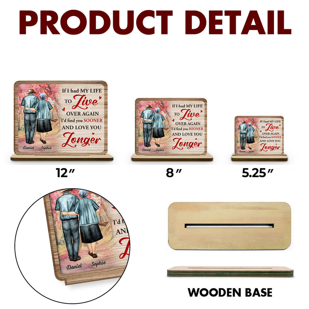 Custom Decor for Wife, Gift for Her • Love You More - Personalized 2-Layer Wood Plaque With Flat Base