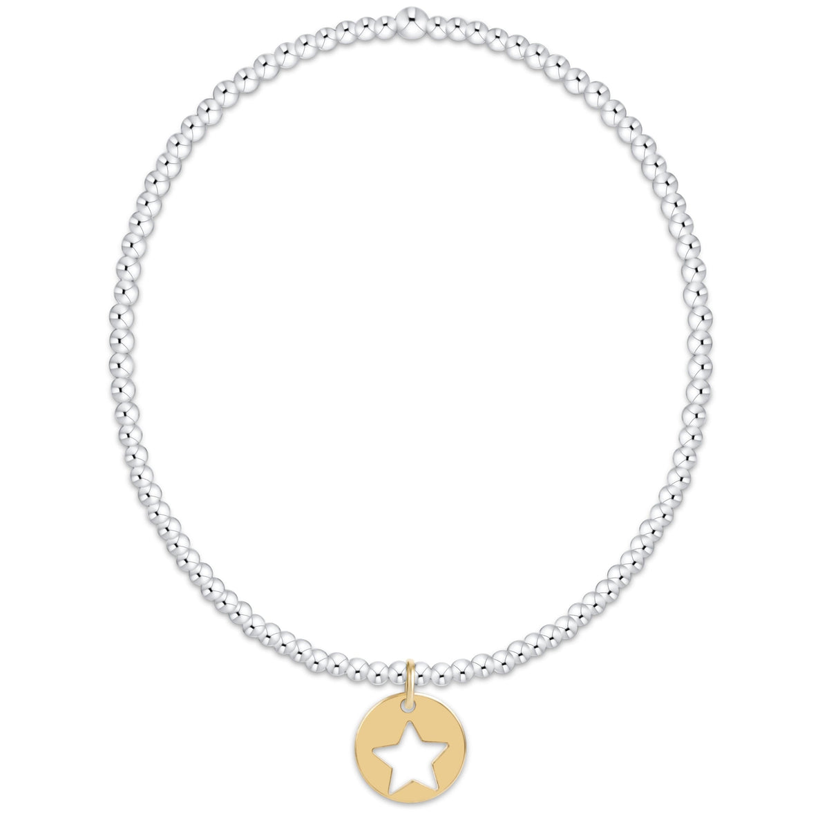 Classic Mixed Metal 2mm Bracelet - Star Small Gold Disc