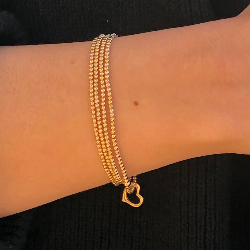 Classic Gold 2.5mm Bracelet - Love Gold Charm