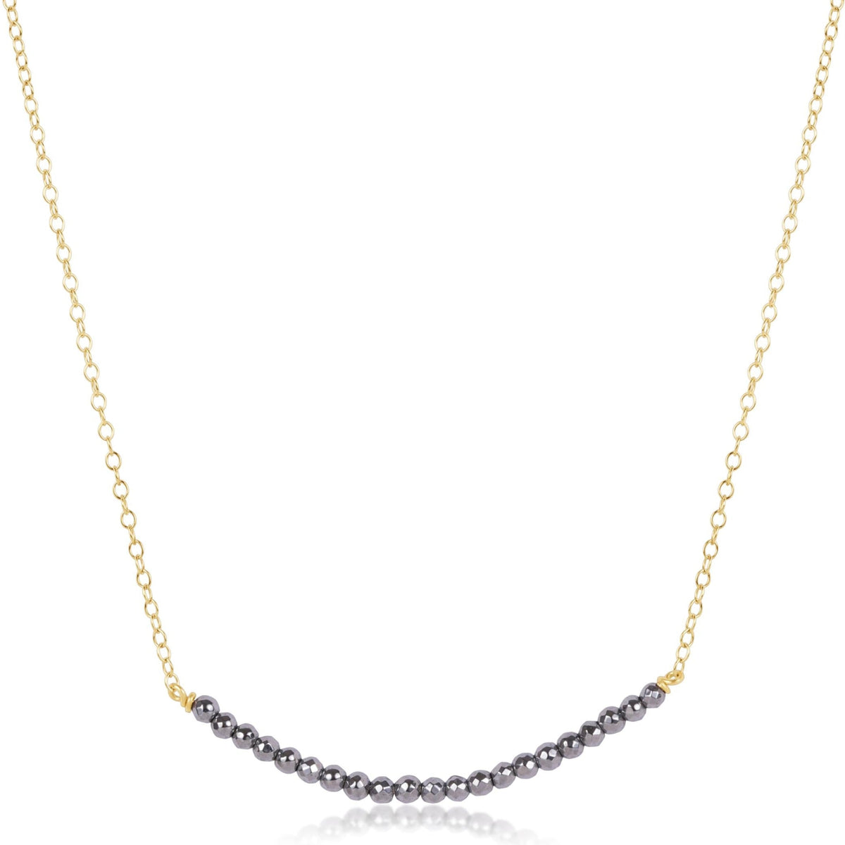 16" Necklace Gold - Beaded Bliss Silver Faceted Hematite