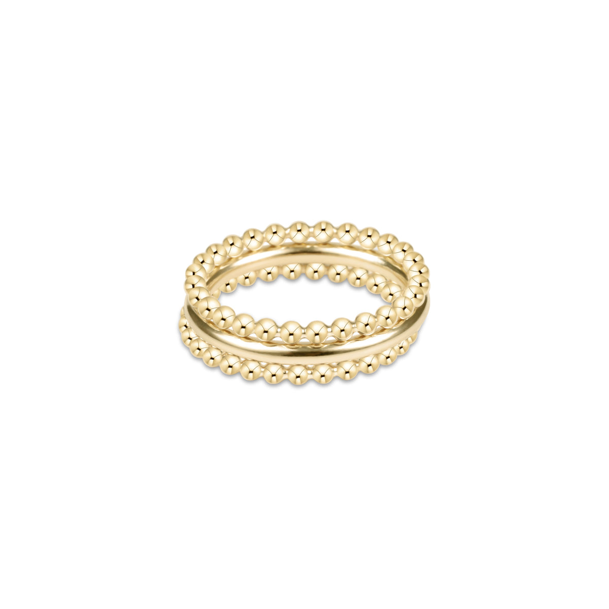classic beaded gold ring stack of 3
