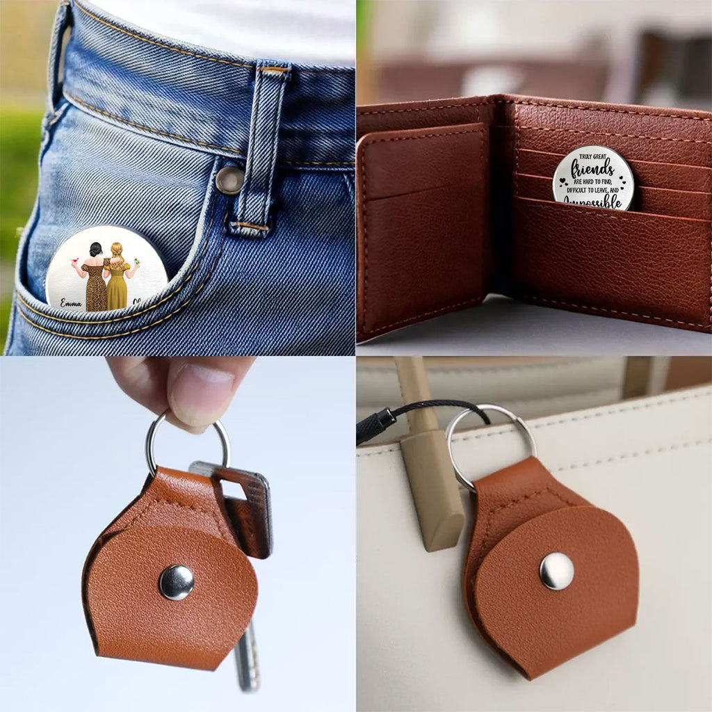 Custom Besties Coin Keychain, Friendship Birthday Gifts • Truly Great Friends - Personalized Pocket Hug