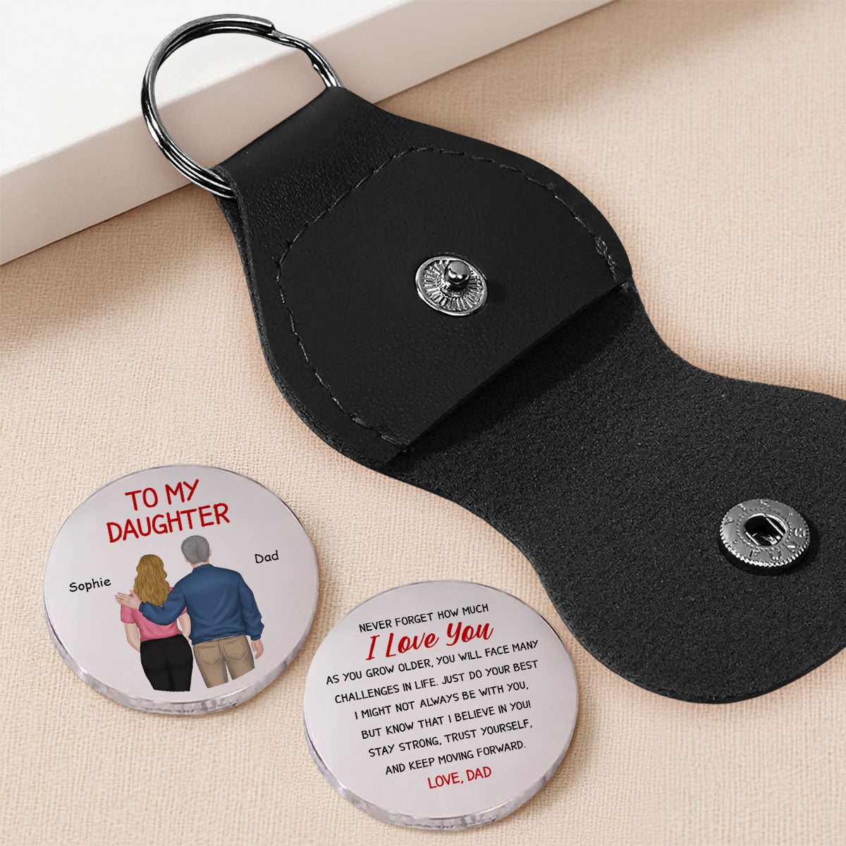Custom Daughter Coin Keychain, Mother's Day Birthday Gifts • My Girl My Daughter - Personalized Pocket Hug