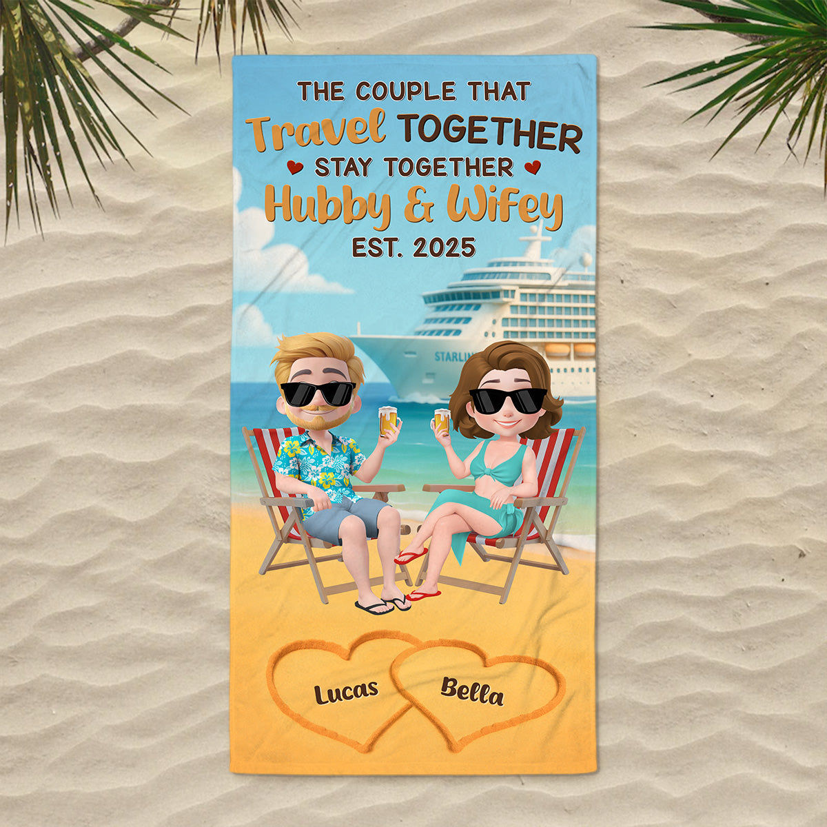 Perfect Couple - Personalized Beach Towel