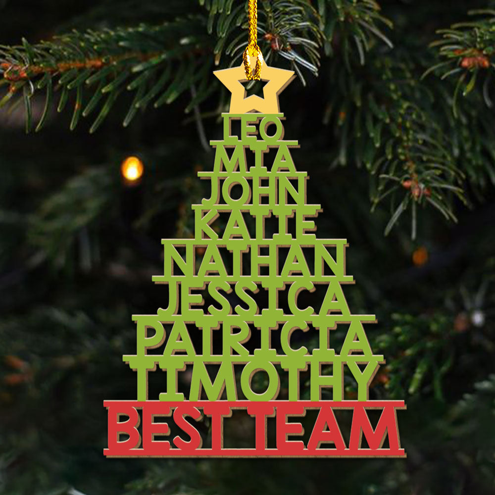 Custom Coworker Christmas Ornament, Team Appreciation Gift •  Best Team - Personalized Wood Ornament