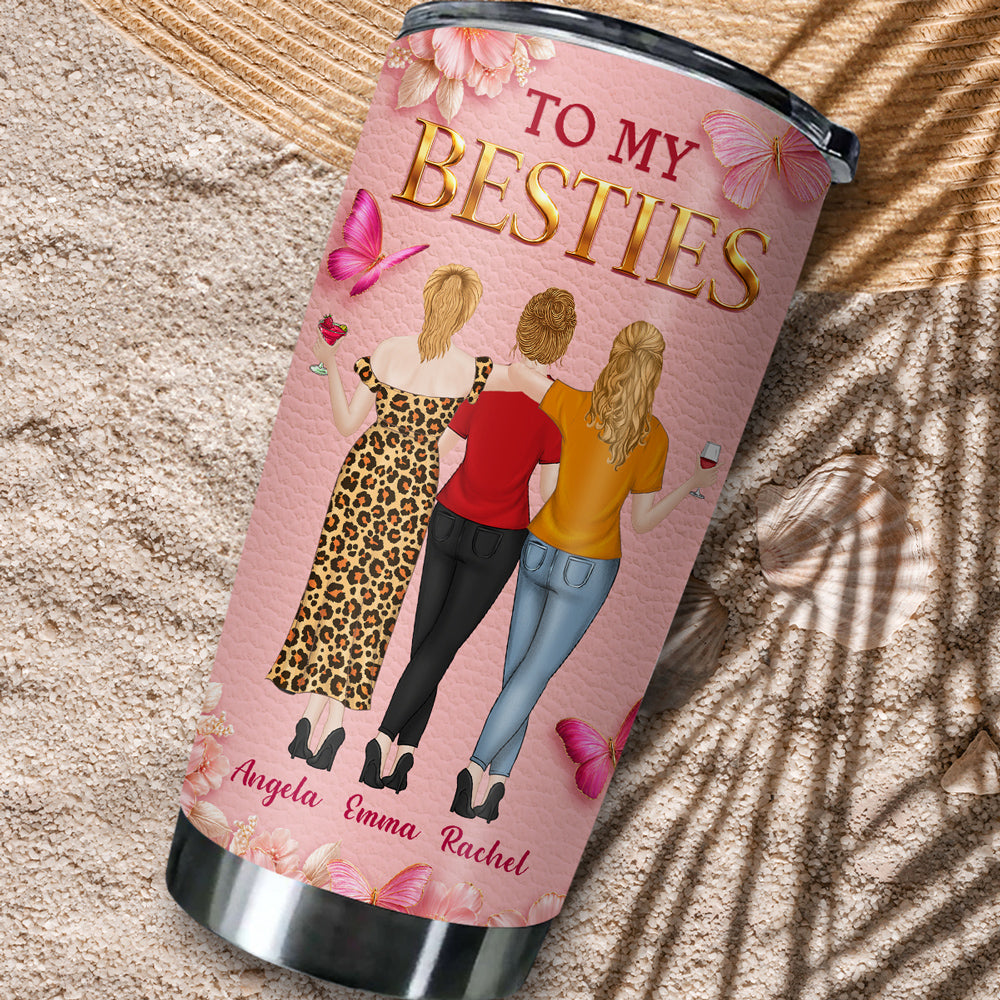 Custom Christmas Birthday Gifts For Best Friend • Butterfly Bestie Love - Personalized 3D Effect Tumbler