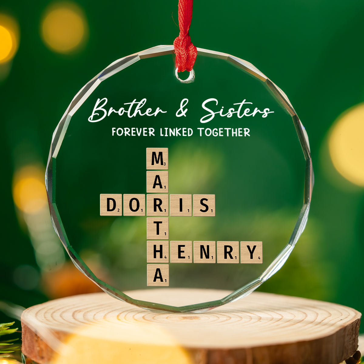 Custom Brothers & Sisters Christmas Ornament •  Family Roots Keep Us Together - Personalized Glass Ornament
