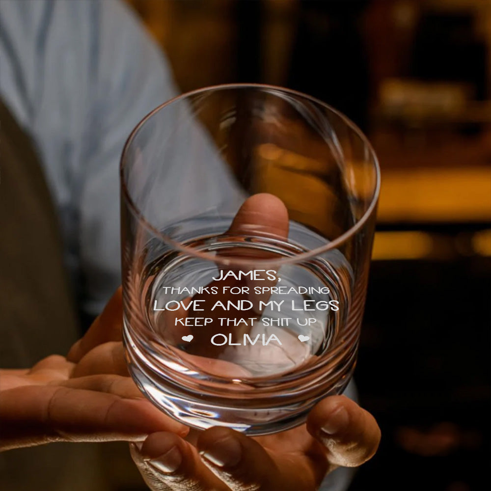 Custom Christmas Anniversary Birthday Drinkware Gifts for Husband • Thanks For Spreading - Personalized Engraved Whiskey Glass