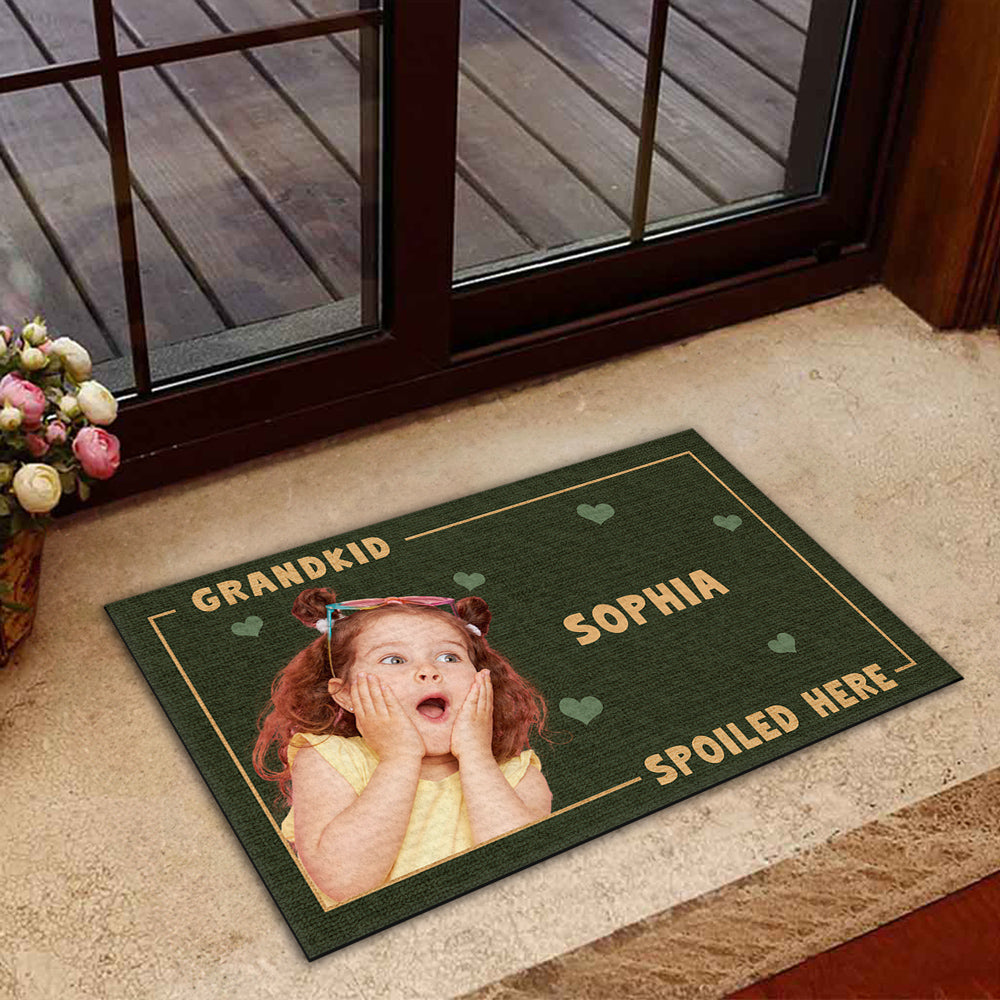 Grandkids Spoiled Here Photo - Personalized Doormat