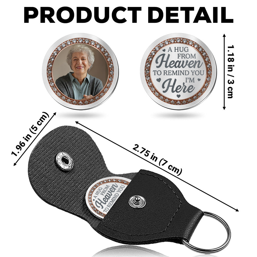 Custom Photo Memorial Coin Keychain, Sympathy Keepsake • A Hug From Heaven - Personalized Pocket Hug