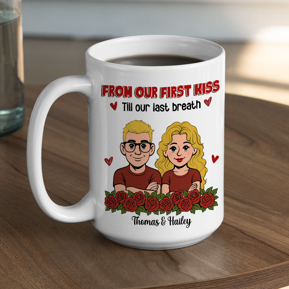Custom Anniversary Keepsake Gifts For Couple • First Kiss - Personalized Coffee Mug