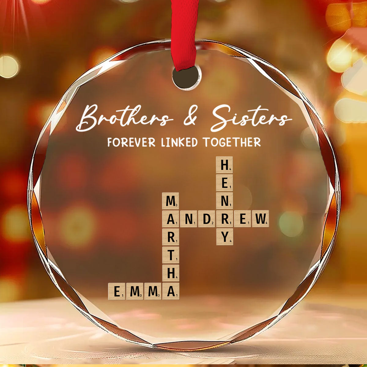 Custom Brothers & Sisters Christmas Ornament •  Family Roots Keep Us Together - Personalized Glass Ornament