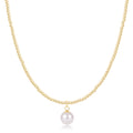 Choker Beaded - Classic Gold 2mm - Classic Pearl 8mm Charm