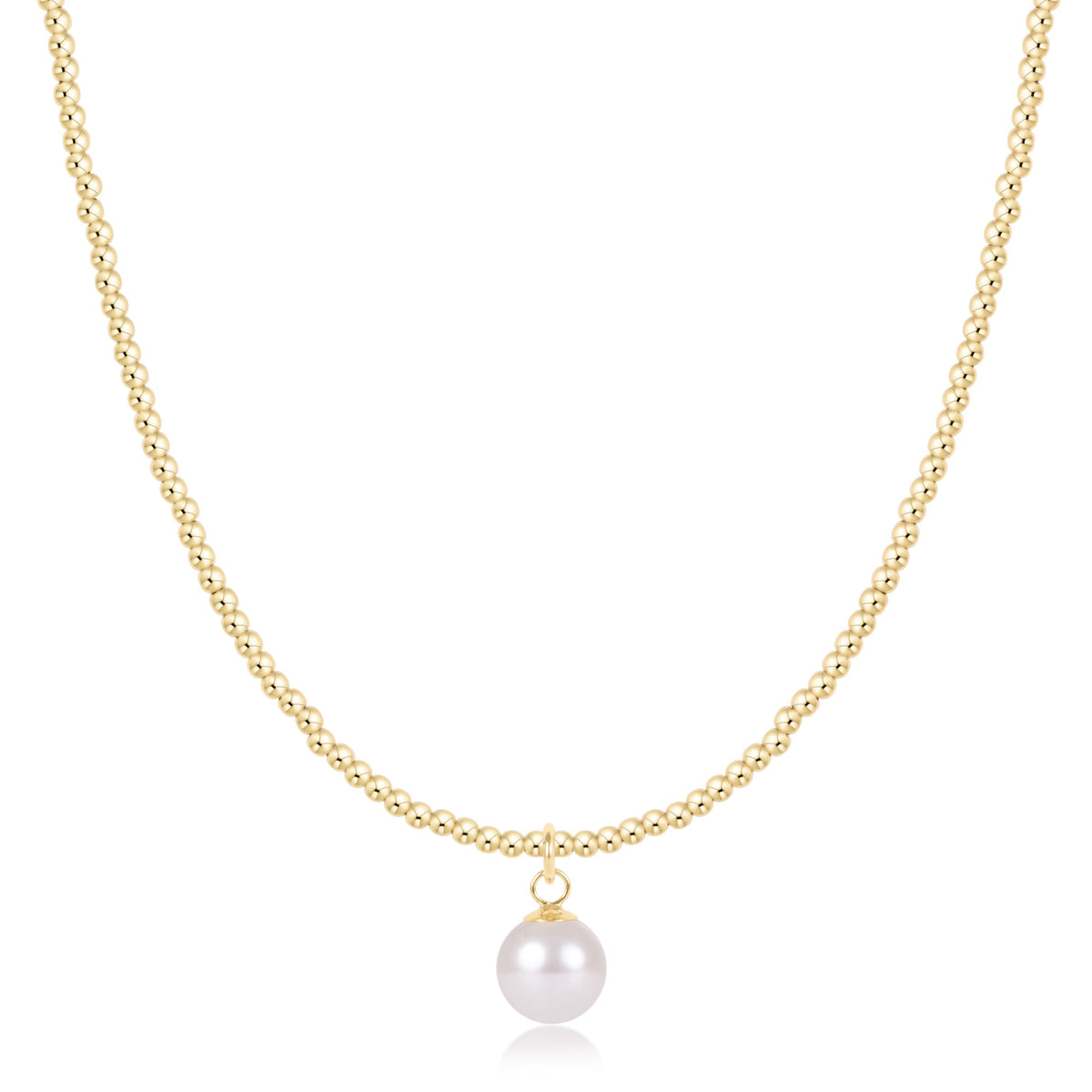 Choker Beaded - Classic Gold 2mm - Classic Pearl 8mm Charm